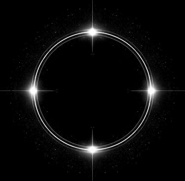 cercle lumineux, entourés d'étoiles, énergie de la géométrie sacrée