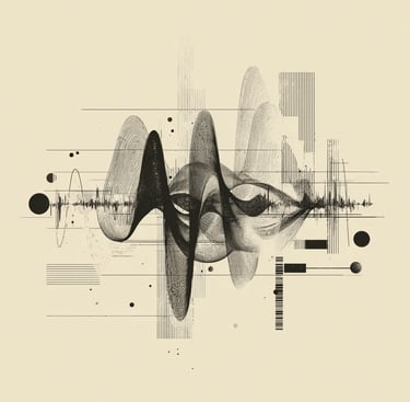 illustration graphique et artistique d'une vibration agrémentée de lignes et formes géométriques