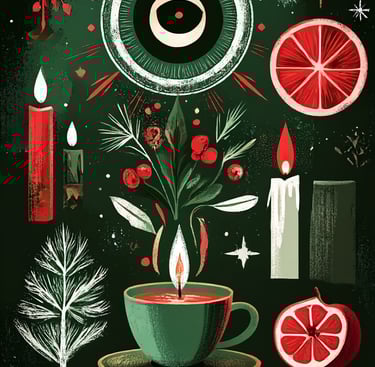 Un autel de sorcières pour célébrer Yule, le sabbat du solstice d'hiver