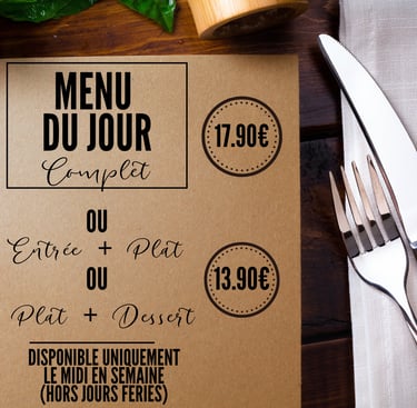 menu du jour trestaurant O ' 2 saisons alès