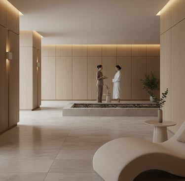 a luxury hotel spa relaxation lounge.