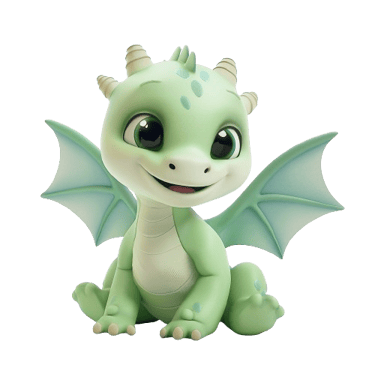 a baby green and white dragon with wings