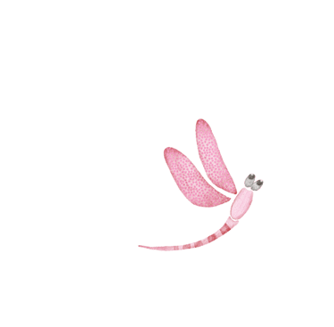 Pink dragonfly illustration for art prints, greeting cards and stationery