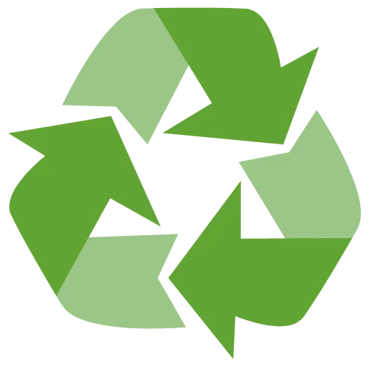 Recycling symbol with green arrows forming a triangle