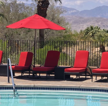 the complete transformation of the poolside furniture