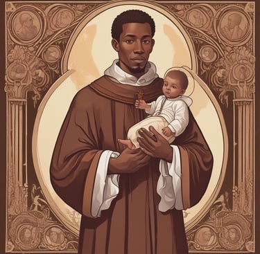 São Benedito segurando o menino Jesus