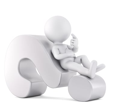 bonhomme assis sur un point d'interrogation qui se questionne !