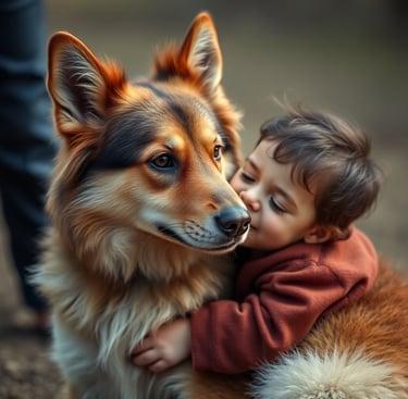 complicité entre chien et enfant
