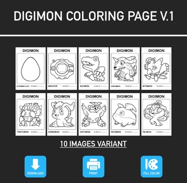 Coloring Page Digimon Educational Tools Download PNG PDF Unlimited Use
