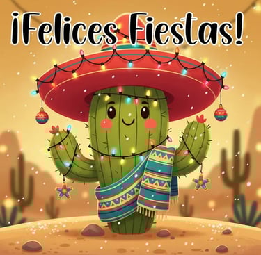 cactus mexicano con sombrero deseando felices fiestas de navidad 
