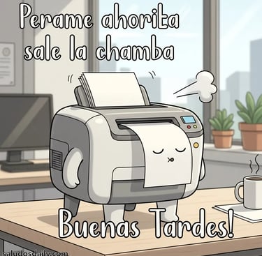 impresora de oficina haciendo una pausa antes de imprimir, con una hoja saliendo lentamente 