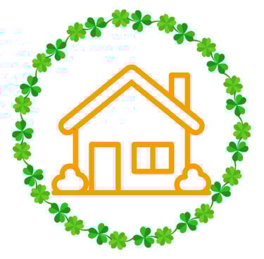 House icon inside of clover border