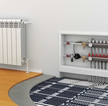 Instalación de suelo radiante y radiadores en vivienda