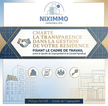 CHARTE LA TRANSPARENCE DANS LA GESTION DE VOTRE RESIDENCE FIXANT LE CADRE DE TRAVAIL entre le Syndic