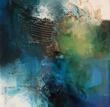 tableau acrylique abstrait fond marin