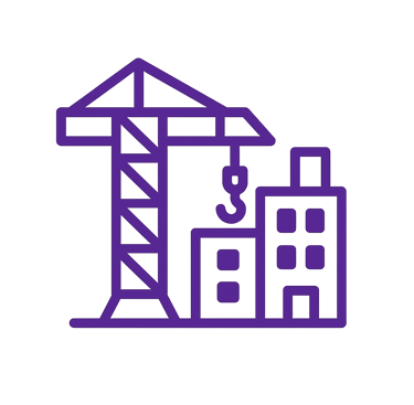a purple and black house with a ladder and a ladder