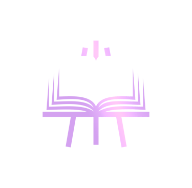 Nossa logo representa um livro como uma tela, num tripé, a ser pintada; versão sem fundo. Arte do Jaum, 2023