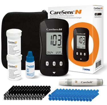 CareSens N Kit de monitor de glucosa en sangre con 100 tiras de prueba de azúcar en sangre