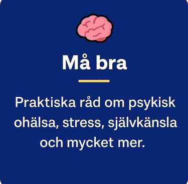 Må bra kategori sida, blå bakgrund med vit text