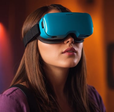 a woman wearing a virtual reality headset