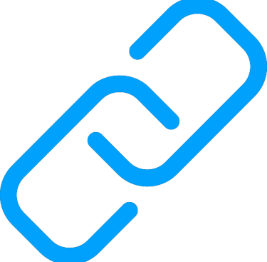 A bright blue hyperlink icon representing web connectivity and digital SEO backlinks.