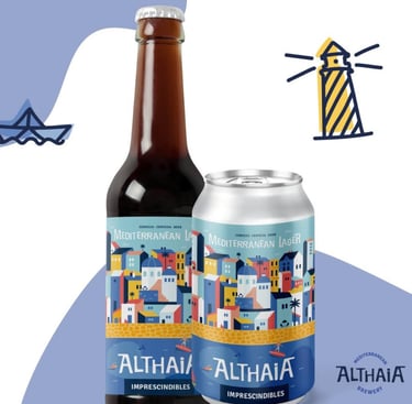 Seleccion de cerveza Althaia en botella y lata