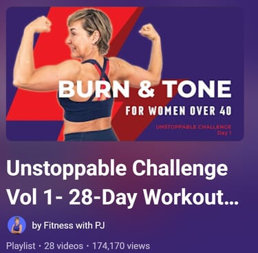 Unstoppable Challenge by Fitness with PJ promoting safe strength workouts for women over 50
