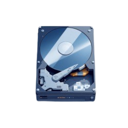 a hard drive drive with a blue disk