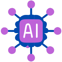 a purple and white logo with the word ai