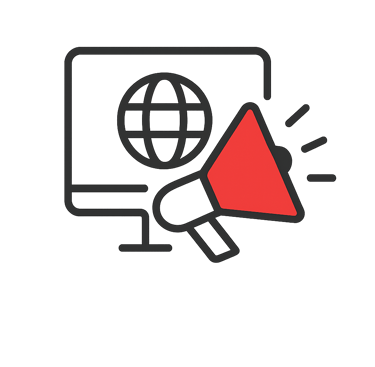a red and black icon with a red arrow pointing to a red arrow