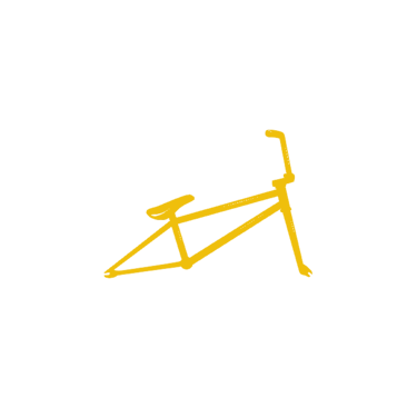 le cadre d'un vélo jaune