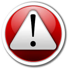 Red circular warning icon with a white exclamation point inside a triangle for alert notification.