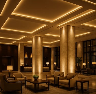Luxurious hotel lobby lighting