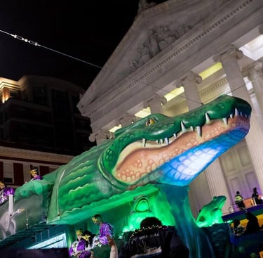 Mardi Gras 2023: the ALLA Gator float--Krewe of ALLA (https://kreweofalla.net/index.html)