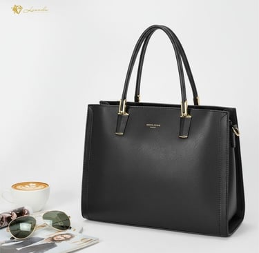Sac à main noir David Jones Paris en cuir synthétique, élégant, pratique et livré en 24h à Genève.