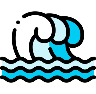 vagues blanche et bleue