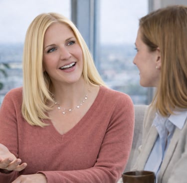Two women talking