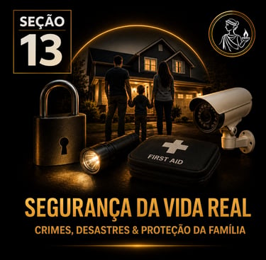 Capa da “Seção 13 - Segurança da VIda Real”, com fundo preto e detalhes dourados.