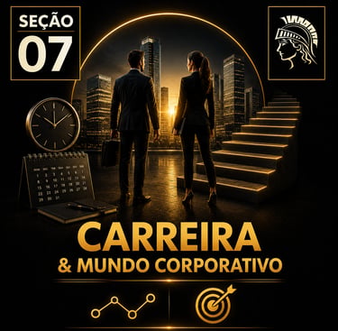 Capa da “Seção 07 - Carreira e Mundo Corporativo”, com fundo preto e detalhes dourados.