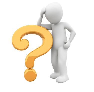 a person standing next to a question mark