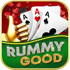 Rummy Good mobile game icon featuring three aces, a golden thumbs up, and glittery green text.