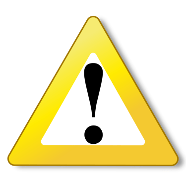 Yellow triangle hazard warning sign with a black exclamation mark icon.