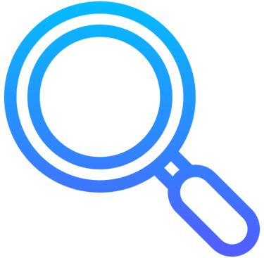Magnifying glass icon representing search functionality and discovery