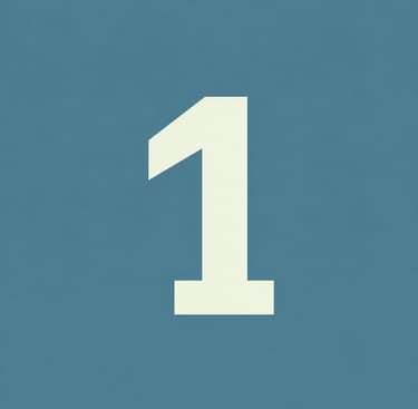 A bold white number one icon centered on a solid blue background.