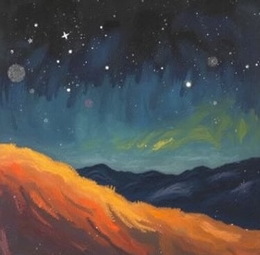 Painting of the night sky with stars