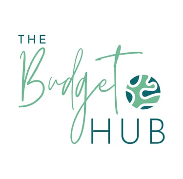 The Budget Hub logo with green lettering and a circular abstract icon above the wordmark.