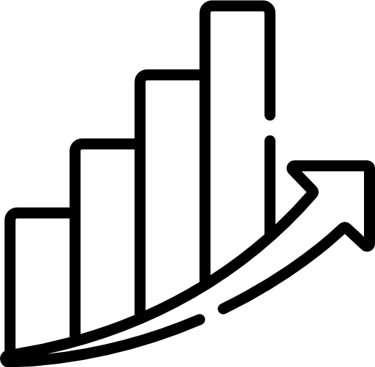 a line drawing of a bar chart showing an increase.
