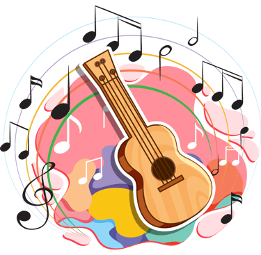 "Icon representing music tuition availability with a musical note, piano keys, and a book."