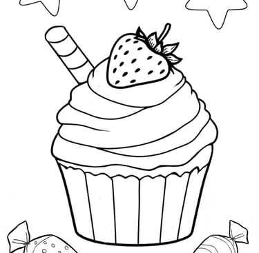 delicous cupcake coloring page