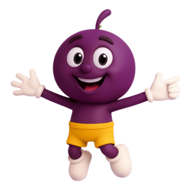 Nosso Mascote da Açaí Mais Brasil Indicando felicidade